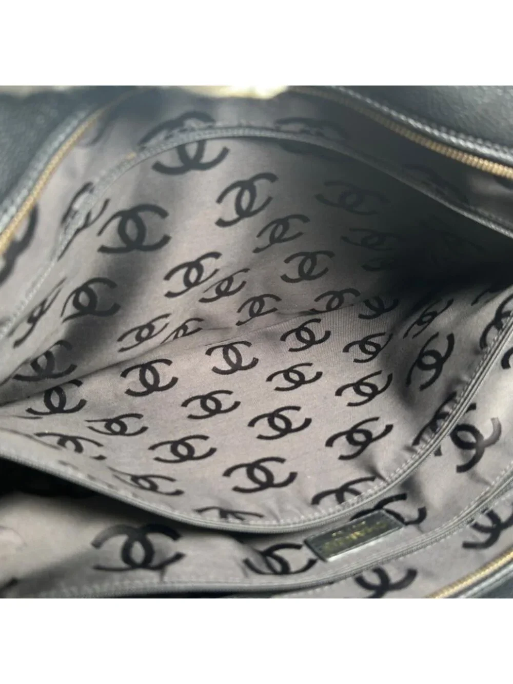 Chanel Choco Bar Tote Bag Leather Black